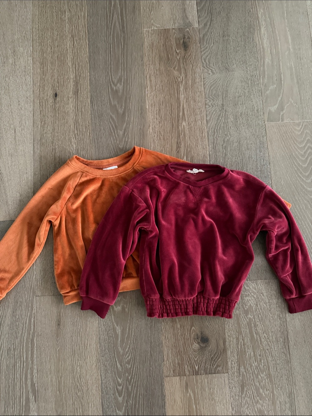 Bundle of 2 girls velour sweaters. Size:4T. Gently Used.